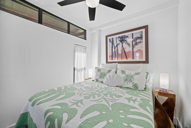 bedroom featuring ceiling fan