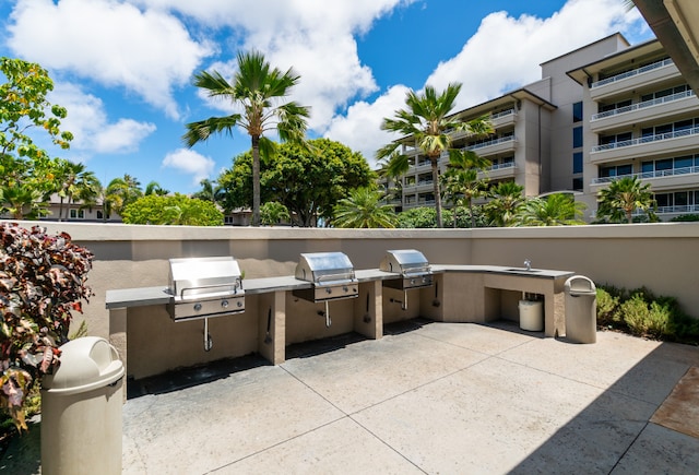 view of patio / terrace with an outdoor kitchen and grilling area