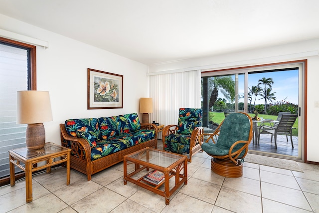 view of tiled living room