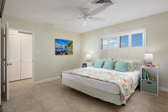 bedroom featuring ceiling fan