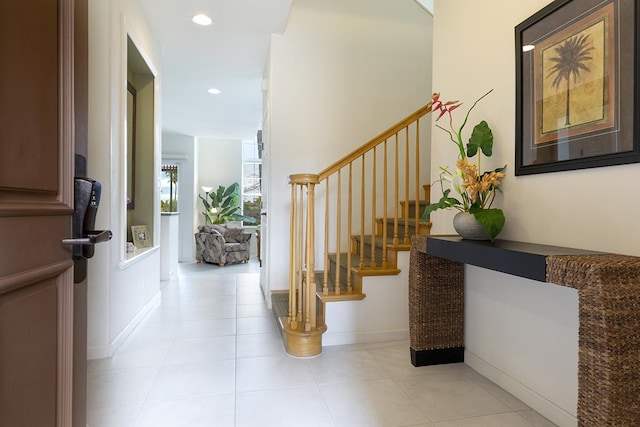 interior space featuring light tile patterned floors