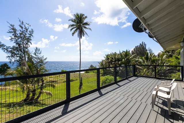 deck with a water view