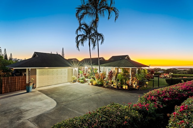 view of front facade with a garage