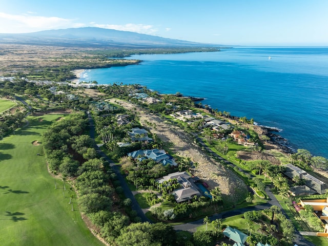 birds eye view of property featuring a water and mountain view