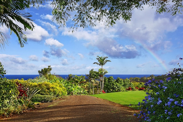 view of yard featuring a water view