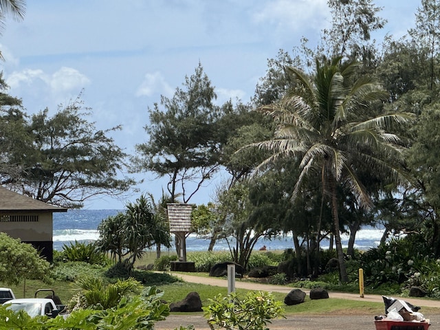 view of property's community with a water view