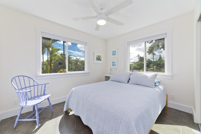 bedroom featuring ceiling fan