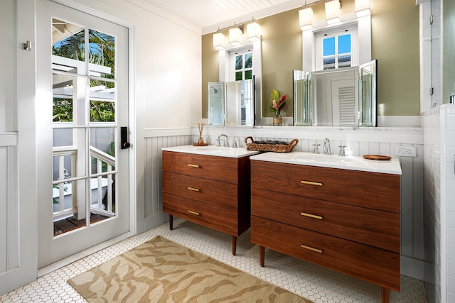 bathroom featuring tile patterned floors and vanity