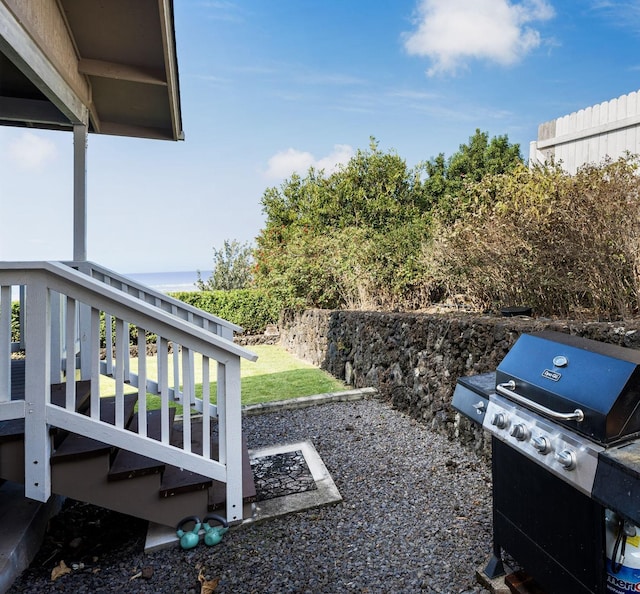 view of yard with a patio area and a deck