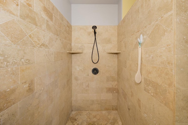 interior details featuring tiled shower