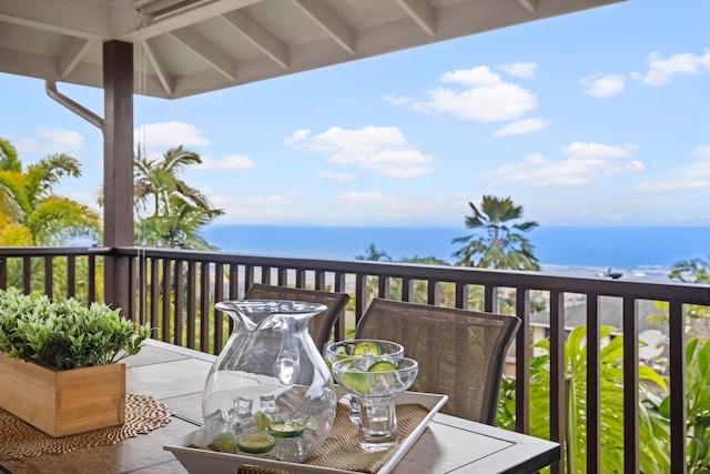 balcony with a water view