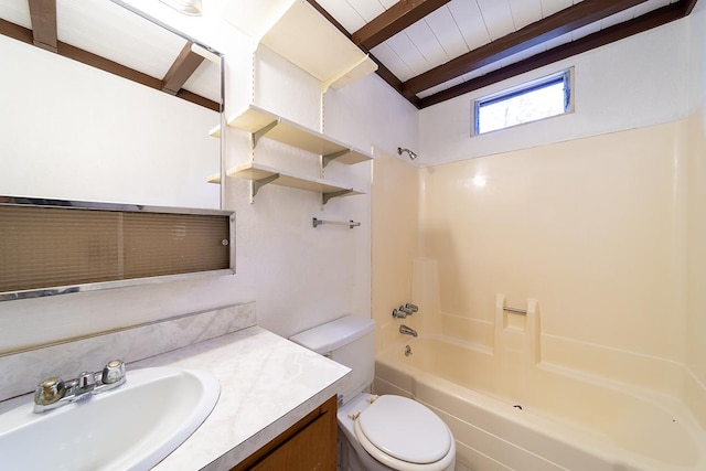 full bathroom featuring vanity, toilet, and tub / shower combination