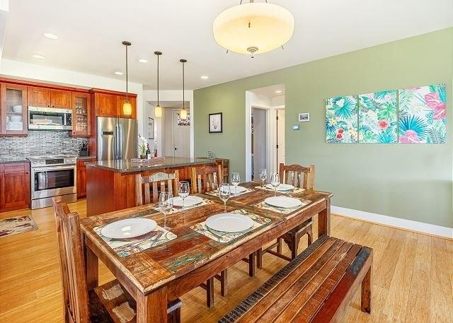 dining area with light hardwood / wood-style floors