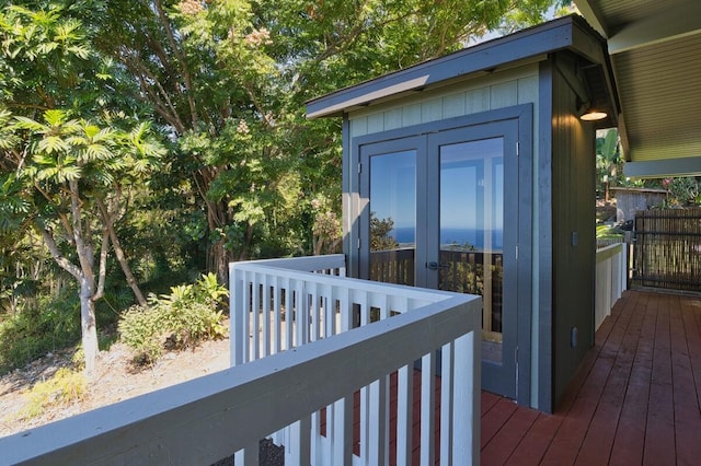 deck with french doors