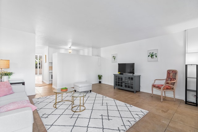 view of tiled living room