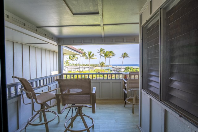 balcony with a water view