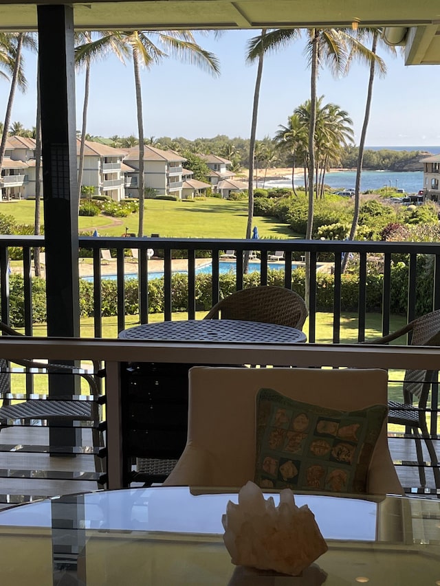 balcony with a water view