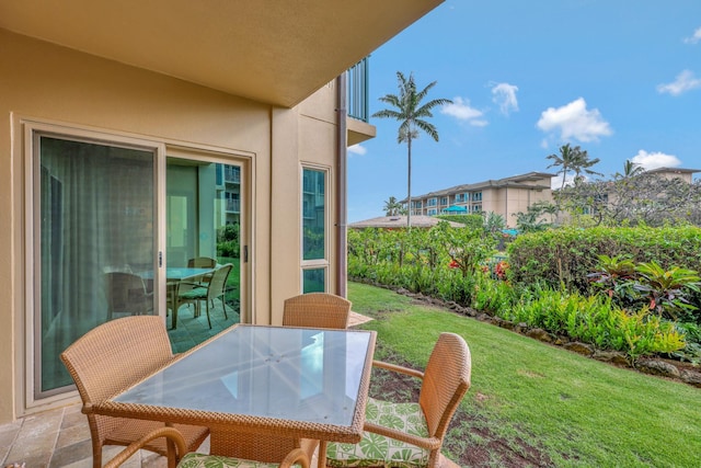 balcony with a patio area