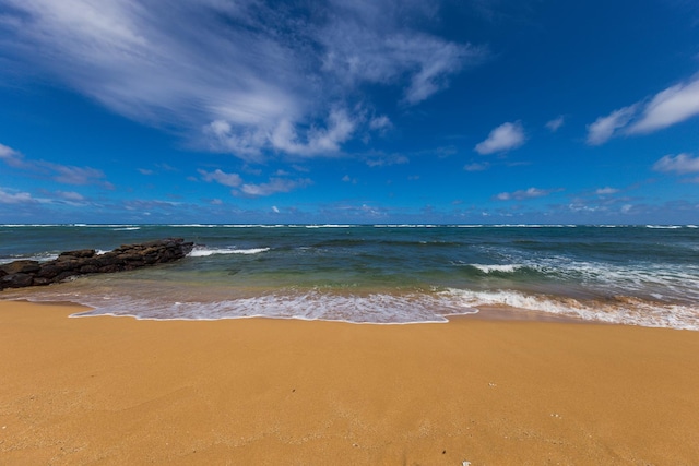 view of water feature featuring a beach view