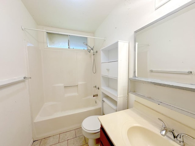 full bathroom with tile patterned floors, vanity, shower / bathing tub combination, and toilet