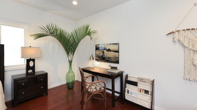 office featuring dark wood-type flooring