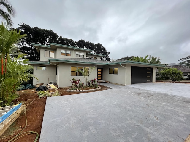 prairie-style house with a garage