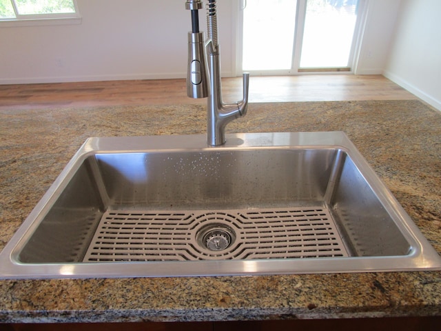 room details featuring light wood-type flooring and sink