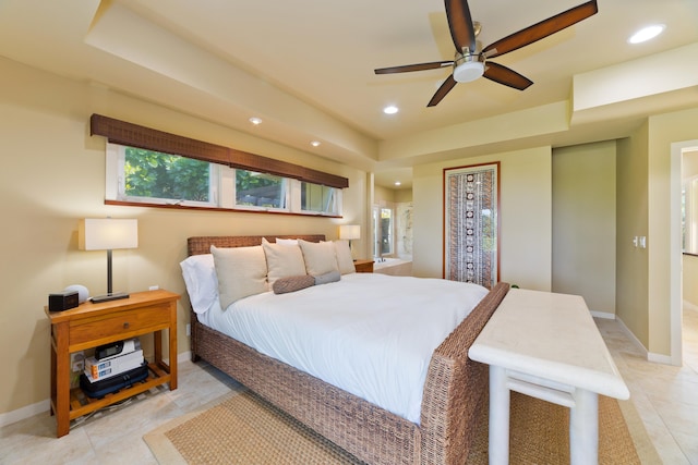 bedroom featuring ceiling fan