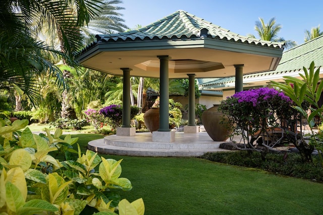 view of yard with a gazebo