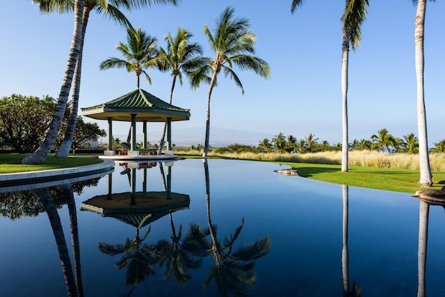 water view with a gazebo