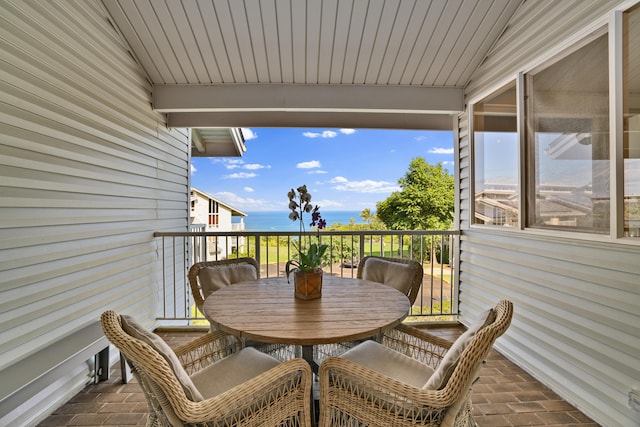 balcony with a water view