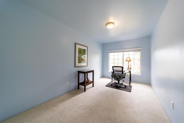 sitting room with light colored carpet