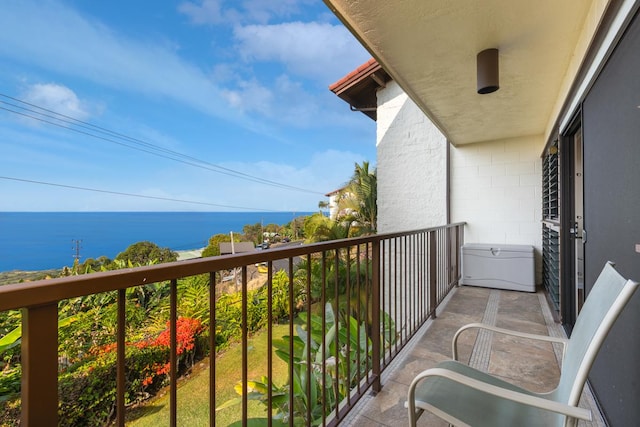 balcony with a water view