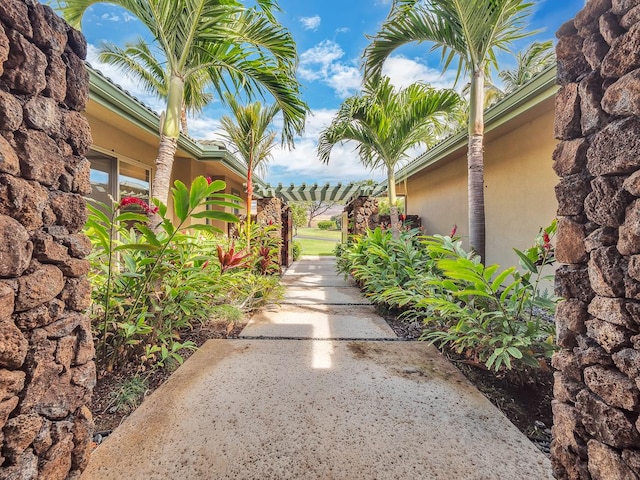 view of yard with a pergola