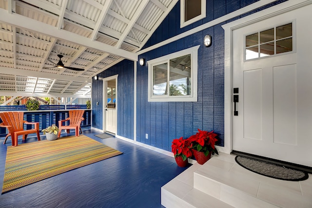 doorway to property featuring a porch