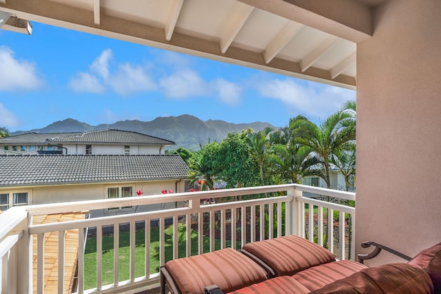 balcony with a mountain view