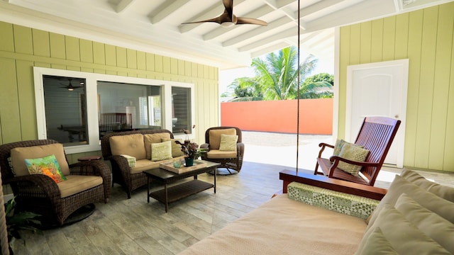 view of patio / terrace featuring an outdoor living space and ceiling fan