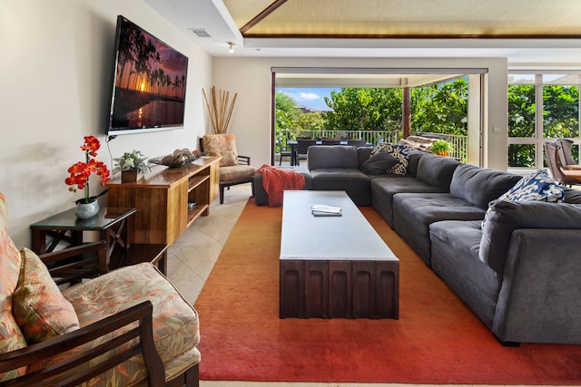 view of tiled living room