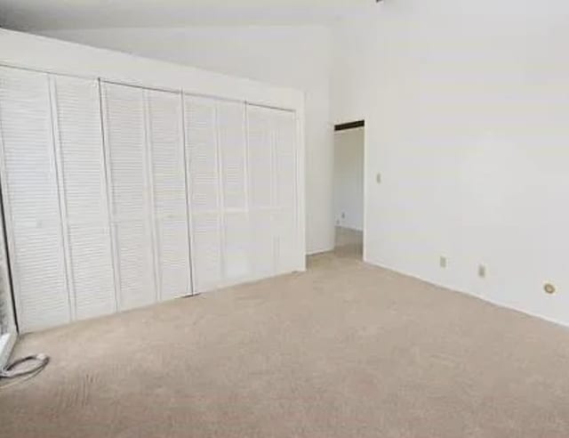 unfurnished bedroom featuring carpet and a closet