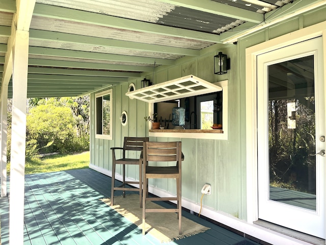 exterior space featuring outdoor dry bar