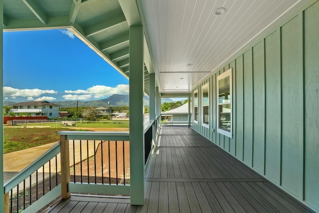 deck with a mountain view