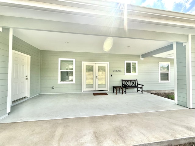 view of patio featuring french doors