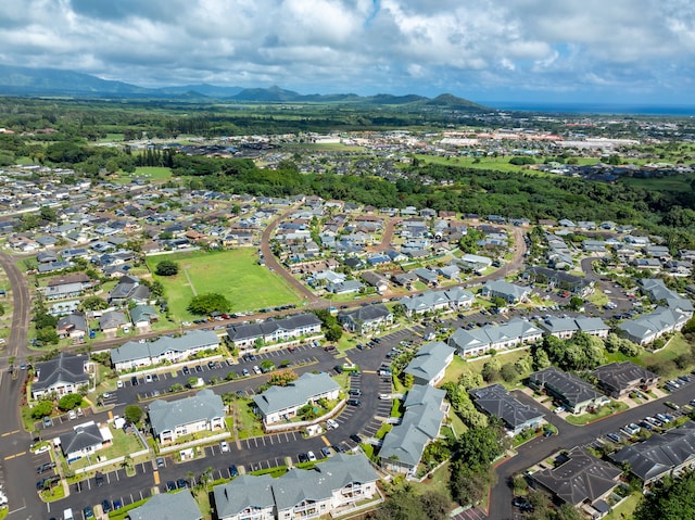 aerial view featuring a mountain view