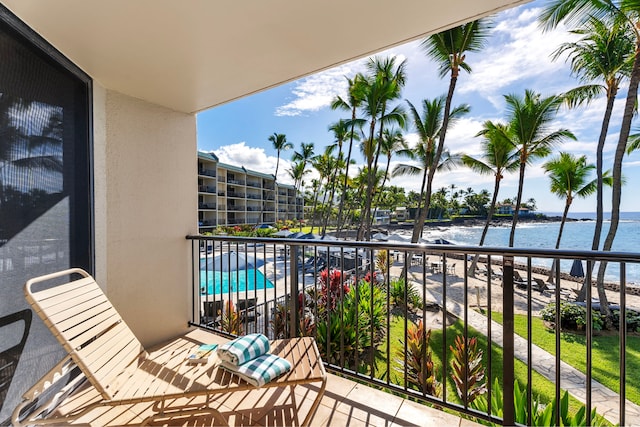 balcony with a water view