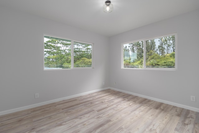 empty room with light hardwood / wood-style floors