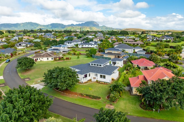 drone / aerial view with a mountain view