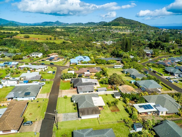 birds eye view of property featuring a mountain view