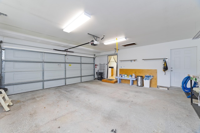 garage with a garage door opener