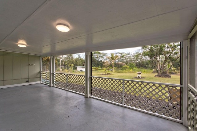 view of unfurnished sunroom