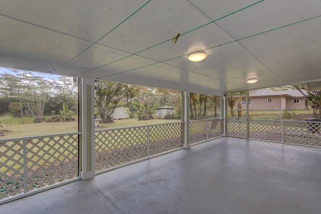 view of unfurnished sunroom